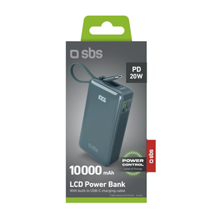 SBS LCD Power Bank, 10000 мАч, голубой  - Внешний аккумулятор