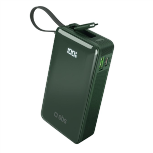 SBS LCD Power Bank, 10000  mAh, zaļa - Portatīvais barošanas avots TTBB10000LCDTCPD20G