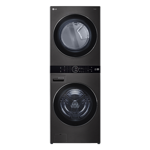 LG, 12 kg + 10 kg, depth 66 cm, 1400 rpm, black - Washing machine + Dryer WT1210BBF.APBQPMR