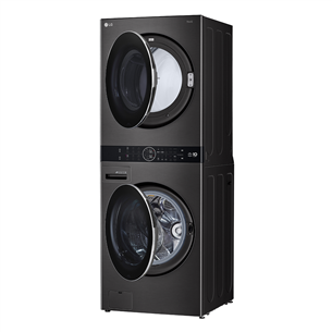 LG, 12 kg + 10 kg, depth 66 cm, 1400 rpm, black - Washing machine + Dryer