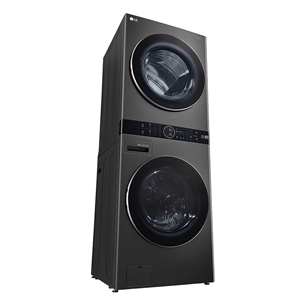 LG, 12 kg + 10 kg, depth 66 cm, 1400 rpm, black - Washing machine + Dryer