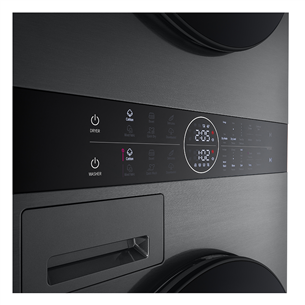 LG, 12 kg + 10 kg, depth 66 cm, 1400 rpm, black - Washing machine + Dryer