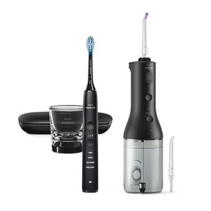 Philips Sonicare Cordless Power Flosser, melna - Zobu starpu tīrītājs + elektriskā zobu birste HX3886/43