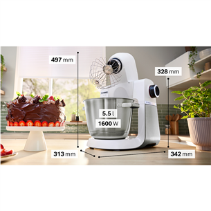 Bosch, Series 6, 1600 W, white - Kitchen machine