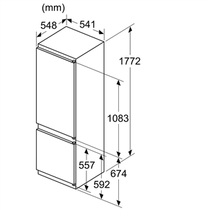 Bosch, Series 2, 270 L, augstums 178 cm - Iebūvējams ledusskapis