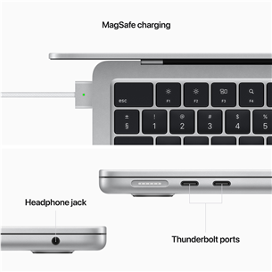 Apple MacBook Air 13" (2022), M2 8C/8C, 16 GB, 256 GB, ENG, sudraba - Portatīvais dators