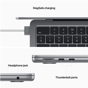 Apple MacBook Air 13" (2022), M2 8C/8C, 16 GB, 256 GB, ENG, pelēka - Portatīvais dators