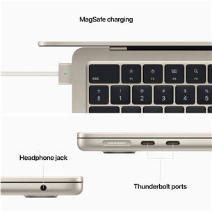 Apple MacBook Air 13" (2022), M2 8C/8C, 16 GB, 256 GB, ENG, zelta - Portatīvais dators