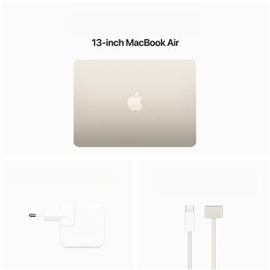 Apple MacBook Air 13'' (2024), M3 8C/10C, 24 GB, 512 GB, ENG, zelta - Portatīvais dators