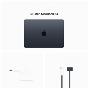 Apple MacBook Air 13'' (2024), M3 8C/8C, 16 GB, 256 GB, ENG, melna - Portatīvais dators