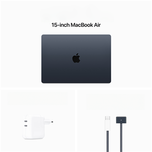 Apple MacBook Air 15'' (2024), M3 8C/10C, 16 GB, 256 GB, ENG, melna - Portatīvais dators