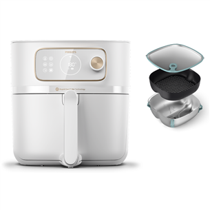 Philips, Airfryer Combi XXL Connected, 8,3 л, 2200 Вт, белый - Аэрогриль + аксессуар для приготовления на пару HD9876/25