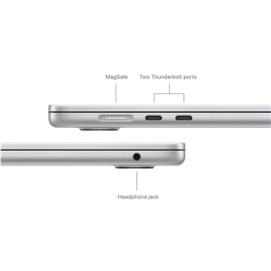 Apple MacBook Air 15'' (2024), M3 8C/10C, 16 GB, 256 GB, RUS, sudraba - Portatīvais dators