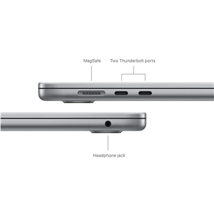 Apple MacBook Air 15'' (2024), M3 8C/10C, 16 GB, 256 GB, ENG, pelēka - Portatīvais dators