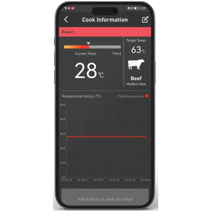 HerQs Dome thermometer, melna - Viedais gatavošanas termometrs