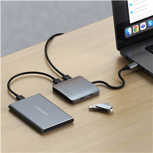 Satechi 4-Port USB-C Hub, Power Delivery, pelēka - Adapteris