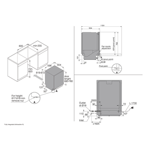 Asko, 14 place settings - Built-in dishwasher