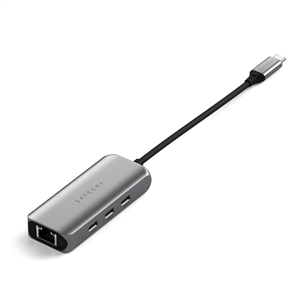 Satechi 4-in-1 USB-C Hub, LAN, pelēka - Adapteris