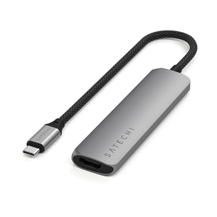 Satechi 4-in-1 USB-C Slim Multiport Adapter 4K, space grey - USB hub ST-P4SM