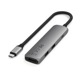 Satechi 4-in-1 USB-C Slim Multiport Adapter 4K, pelēka - Adapteris