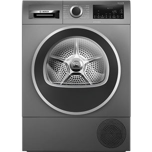 Bosch Series 6, heat pump, 9 kg, depth 61.3 cm, grey - Clothes dryer WQG245ARSN