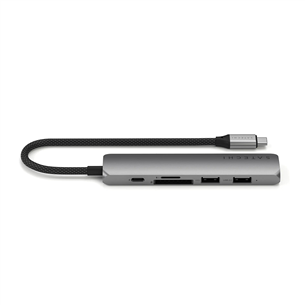 Satechi 6-in-1 USB-C Slim Multiport Adapter, pelēka - Adapteris