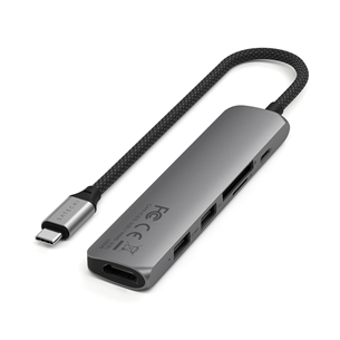 Satechi 6-in-1 USB-C Slim Multiport Adapter, pelēka - Adapteris