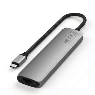 Satechi 7-in-1 USB-C Slim Multiport Adapter with Ethernet, pelēka - Adapteris