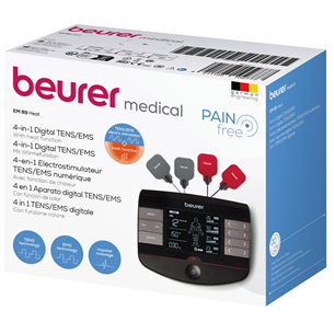 Beurer 4-in-1, heat function, black - Digital TENS/EMS device