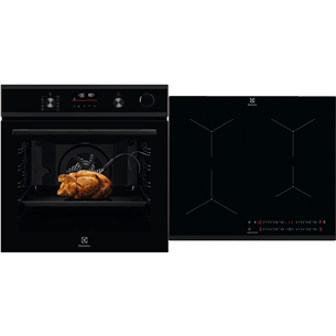 Electrolux SteamCrisp 700, 72 L, black - Built-in oven + induction hob EOC6P77H+CIT61443