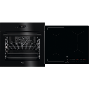 AEG AssistedCooking 8000, 71 л, черный - Интегрируемый духовой шкаф + индукционная варочная панель BPE742380B+IKE64441I