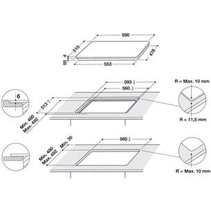 Whirlpool, 71 L, black - Built-in oven + induction hob