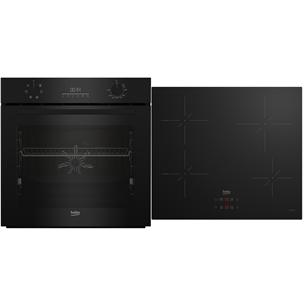 Beko, 72 L, black - Built-in oven + induction hob BCBIE17300KSB+HII644