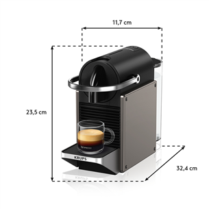 Krups Nespresso Pixie Redesign, titāna - Kapsulu kafijas automāts