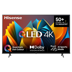 Hisense E7NQ, 43'', 4K UHD, QLED, melna - Televizors 43E7NQ