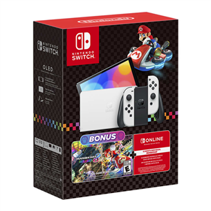 Nintendo Switch OLED + Mario Kart 8 Deluxe + NSO 12M, белый - Комплект с консолью 045496454036