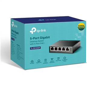 TP-Link SG1005P V2, gigabit, серый - Коммутатор