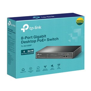 TP-Link SG1008P V2, gigabit, pelēka - Komutators