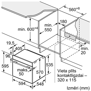 Bosch Series 4, tvaika funkcija, 71 L, melna - Iebūvējama elektriskā cepeškrāsns