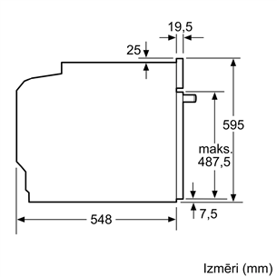 Bosch Series 4, tvaika funkcija, 71 L, melna - Iebūvējama elektriskā cepeškrāsns