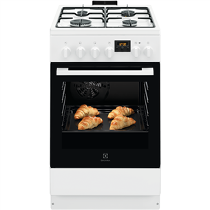 Electrolux 500 Series, 57 L, width 50 cm, white - Gas cooker with electric oven LKK540232W