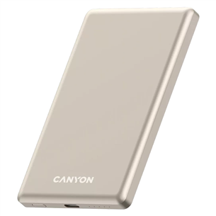 Canyon OnCharge 505 Slim Magsafe, 5000 mAh, bezvadu uzlāde, USB-C, bēša - Portatīvais barošanas avots