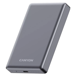 Canyon OnCharge 510 Slim Magsafe, 10000 mAh, bezvadu uzlāde, USB-C, tumši pelēka - Portatīvais barošanas avots