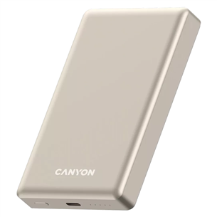 Canyon OnCharge 510 Slim Magsafe, 10000 mAh, bezvadu uzlāde, USB-C, bēša - Portatīvais barošanas avots