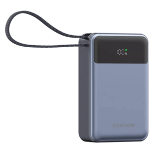 Canyon OnPower PB-600, 20000 mAh, USB-A, USB-C, melna/sudraba- Portatīvais barošanas avots