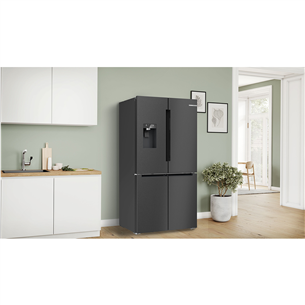 Bosch Series 6, French Door, 574 L, height 183 cm, black steel - SBS Refrigerator